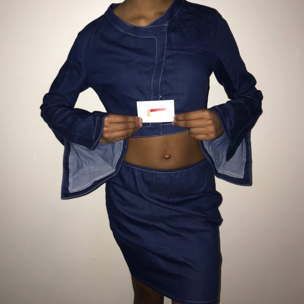 Denim skirt set